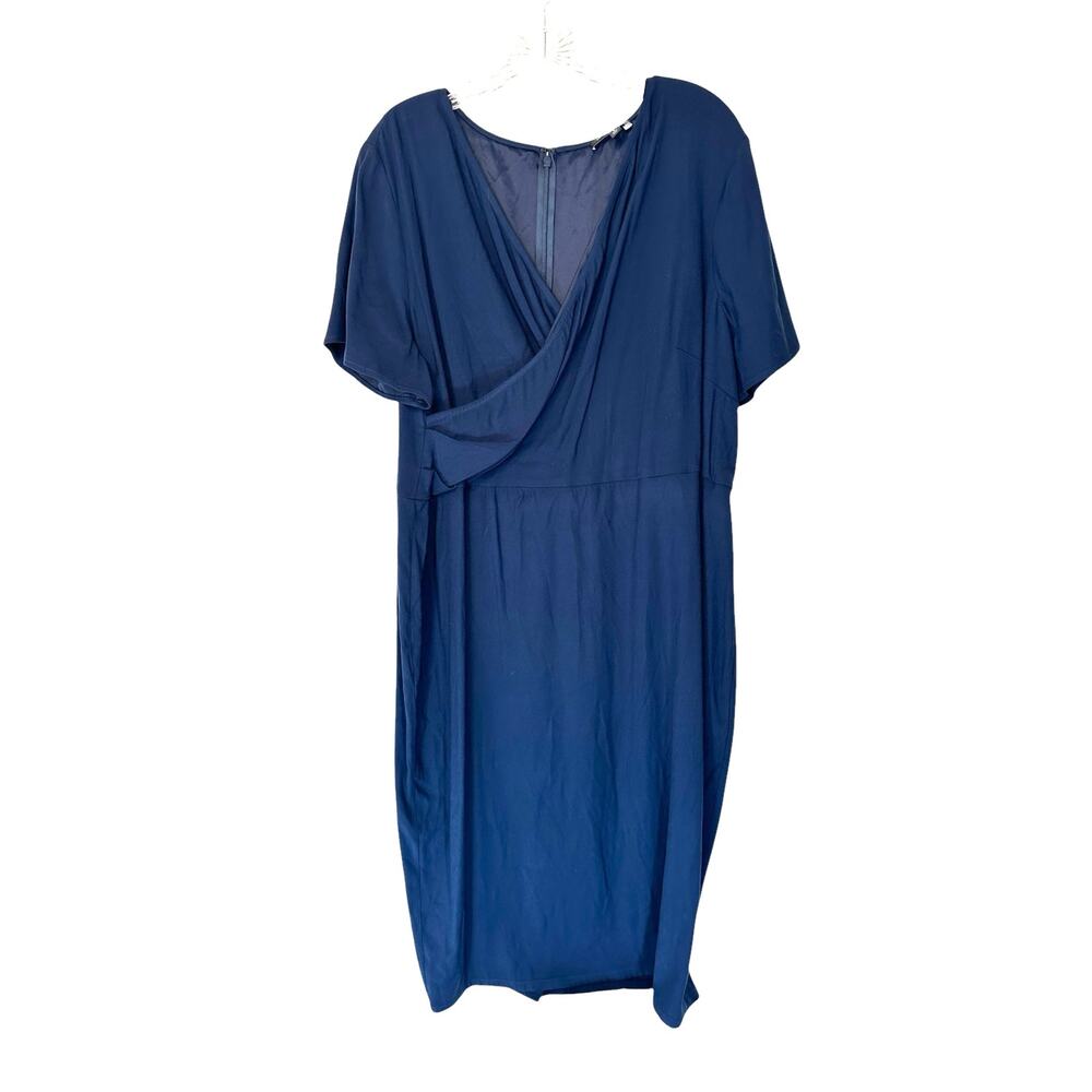 Universal Standard Navy Blue Work Office Faux Wrap Short Sleeve Dress Size 14-16
